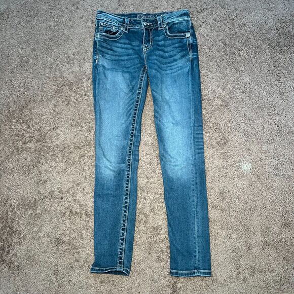 Miss Me Hailey Skinny Jeans Embellished Rhinestone Jeweled Womens Size 26 - Picture 2 of 7